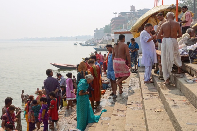 Bathing in the holy Ganges